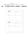 PR95 - V3: 2 Days on 1 Page / 2DO1P - Printable Insert