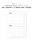 PR143 - V6: 2 Days on 1 Page / 2DO1P - Printable Insert