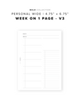 PR206 - Week on 1 Page / WO1P V3 - Printable Insert