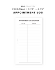 PR100 - Appointment Log - Printable Insert
