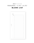 PR202 - Blank List - Printable Insert