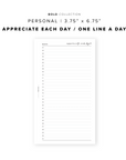 PR28 - Appreciate Each Day / One Line A Day - Printable Insert