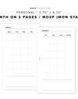PR106 - Month on 2 Pages / MO2P - Printable Insert