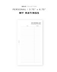 PR188 - My Ratings - Printable Insert