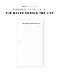 PR192 - The Never Ending TBR List - Printable Insert