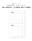 PR143 - V6: 2 Days on 1 Page / 2DO1P - Printable Insert
