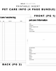PR178 - Pet Care Information - Printable Insert