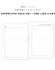PR28 - Appreciate Each Day / One Line A Day - Printable Insert