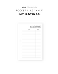 PR188 - My Ratings - Printable Insert