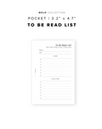 PR190 - To Be Read / TBR List - Printable Insert