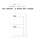 PR143 - V6: 2 Days on 1 Page / 2DO1P - Printable Insert