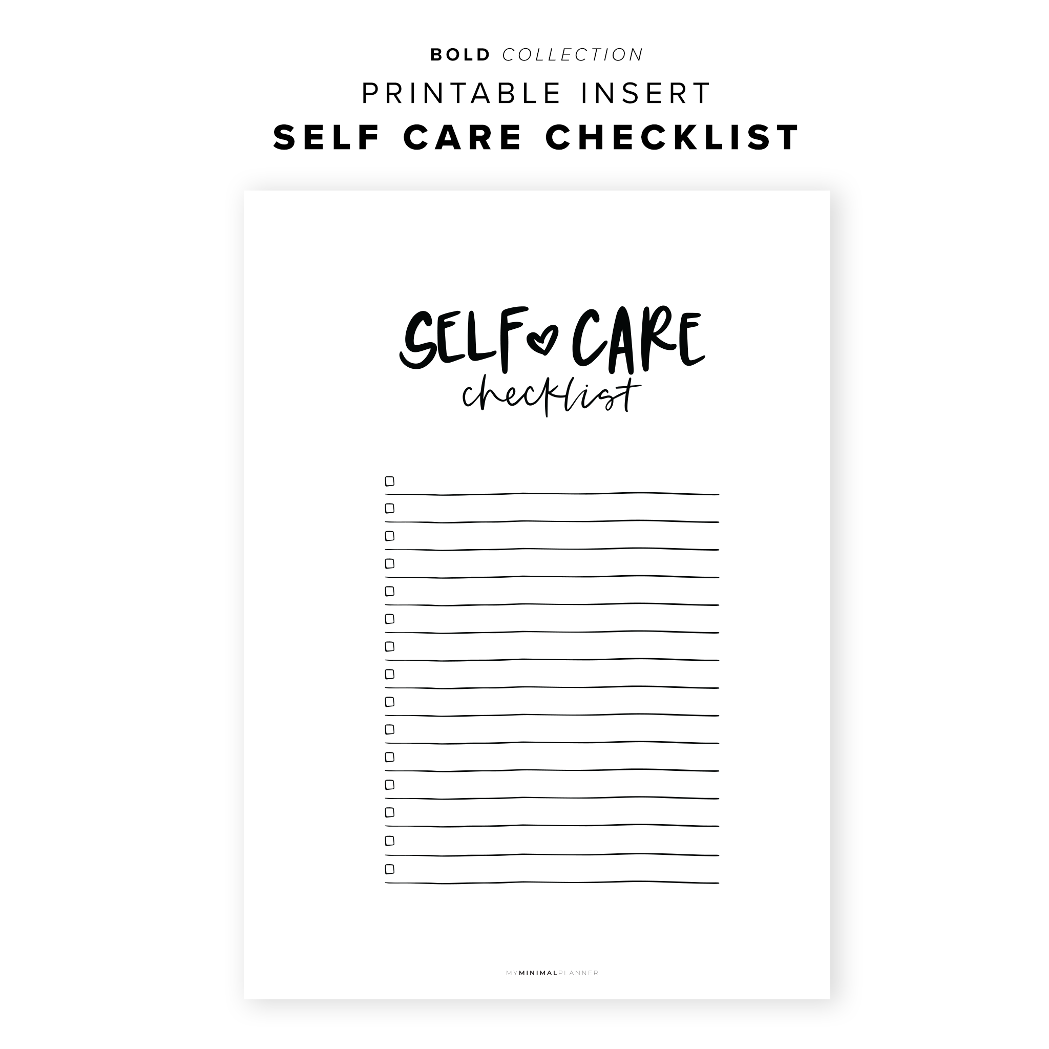 PR53 - Self Care Checklist - Printable Insert – My Minimal Planner