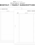 PR58 - Monthly / Yearly Subscriptions - Printable Insert