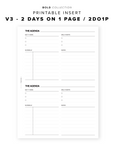 PR95 - V3: 2 Days on 1 Page / 2DO1P - Printable Insert