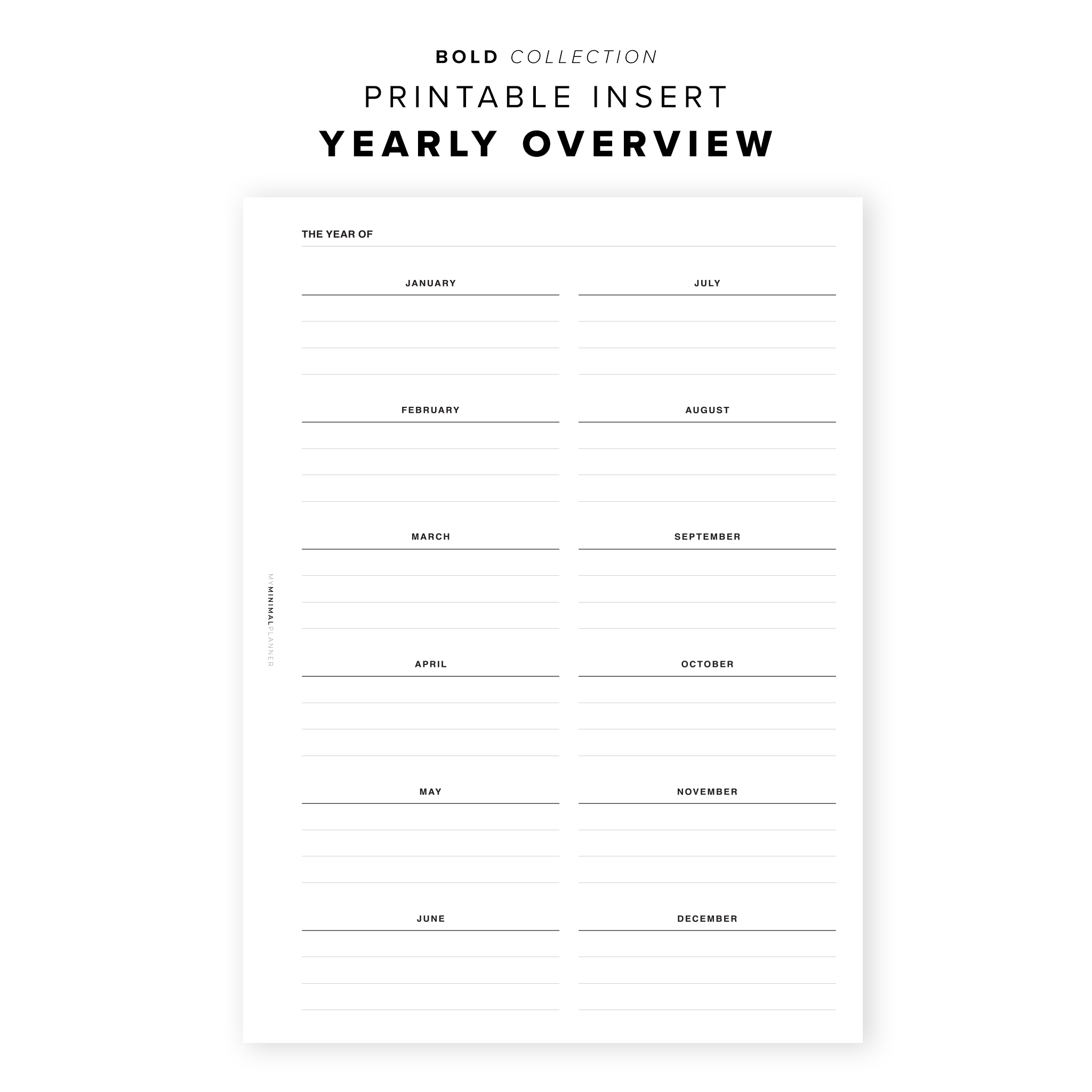 Minimal Workout Planner Inserts - 8Lotus