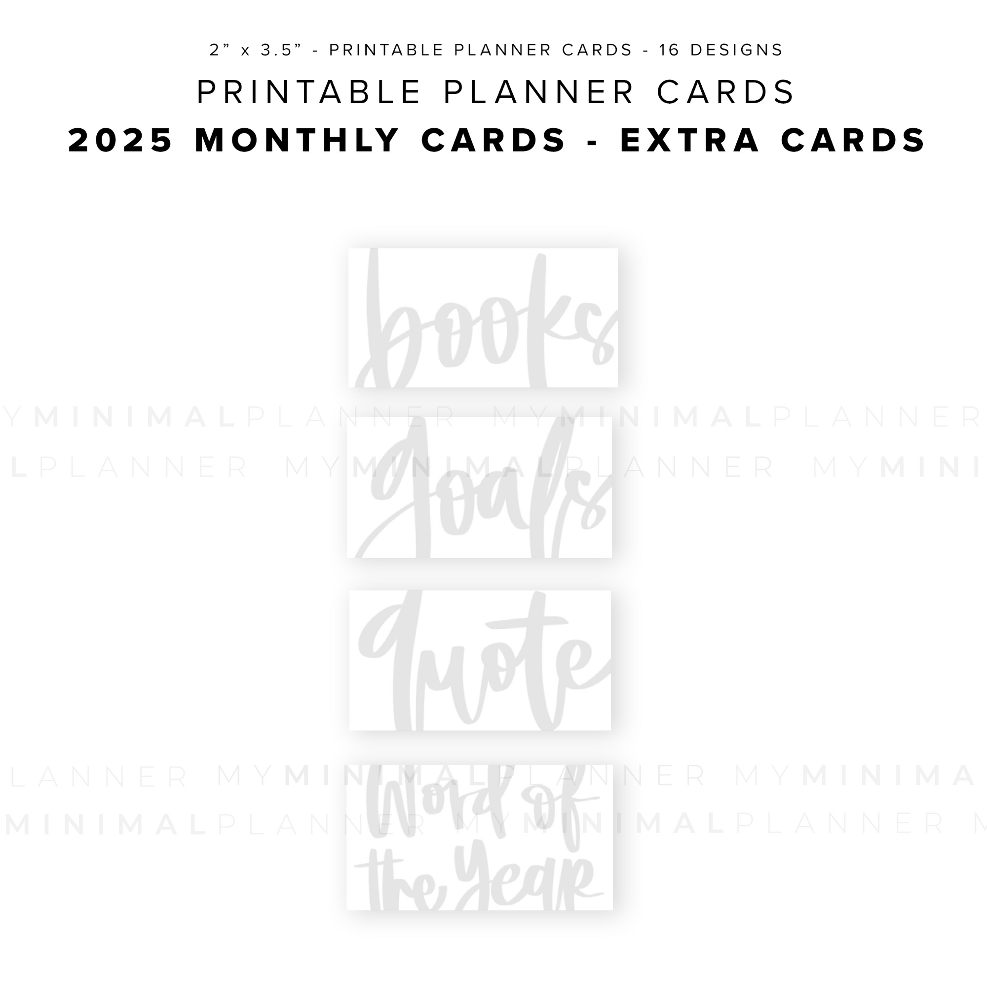 PPC31 - 2025 Monthly Planner Cards - Printable Planner Cards