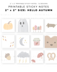 PSN09 - 2x2 Hello Autumn Stickies - Printable Sticky Notes