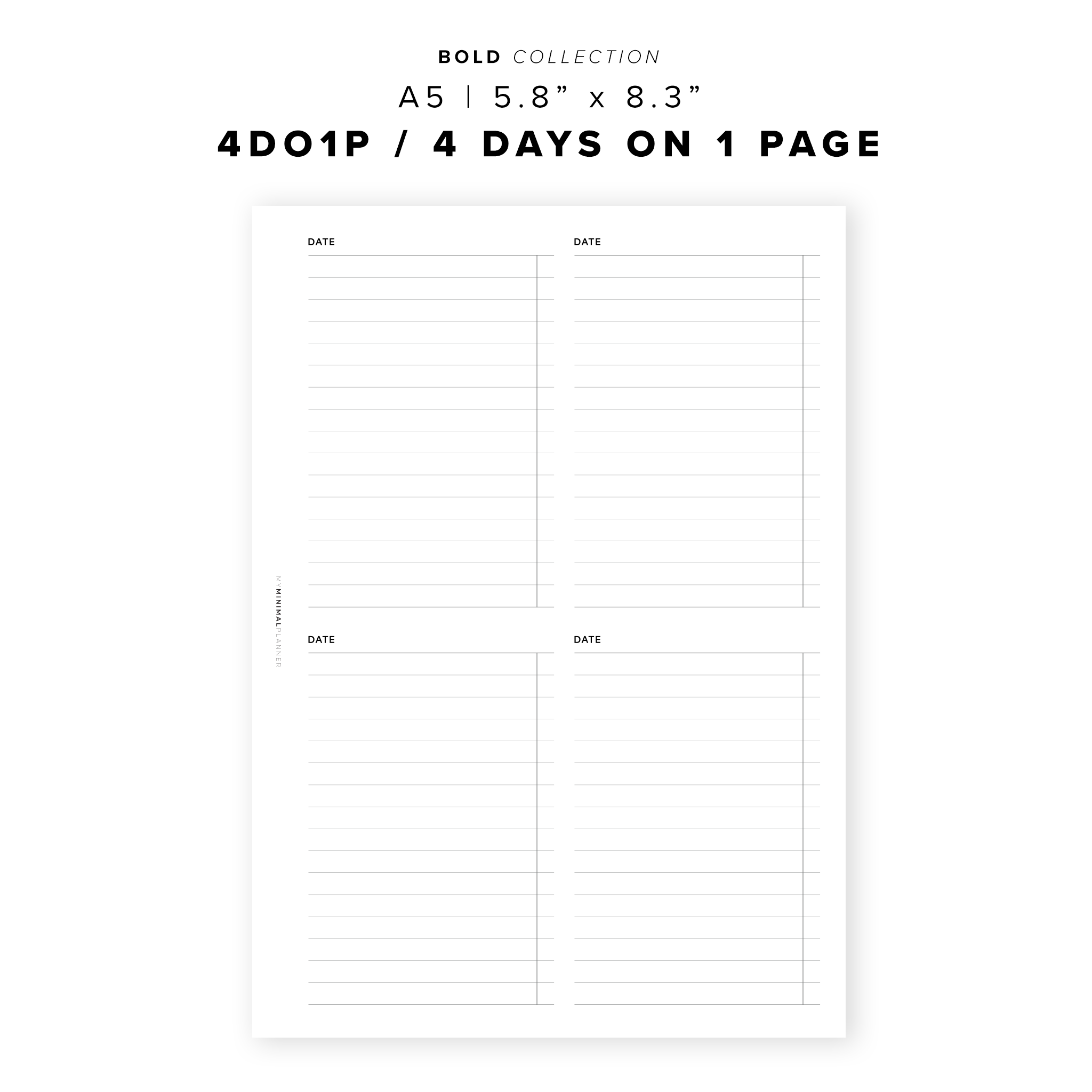 PR290 - 4DO1P / 4 days on one page - Printable Insert