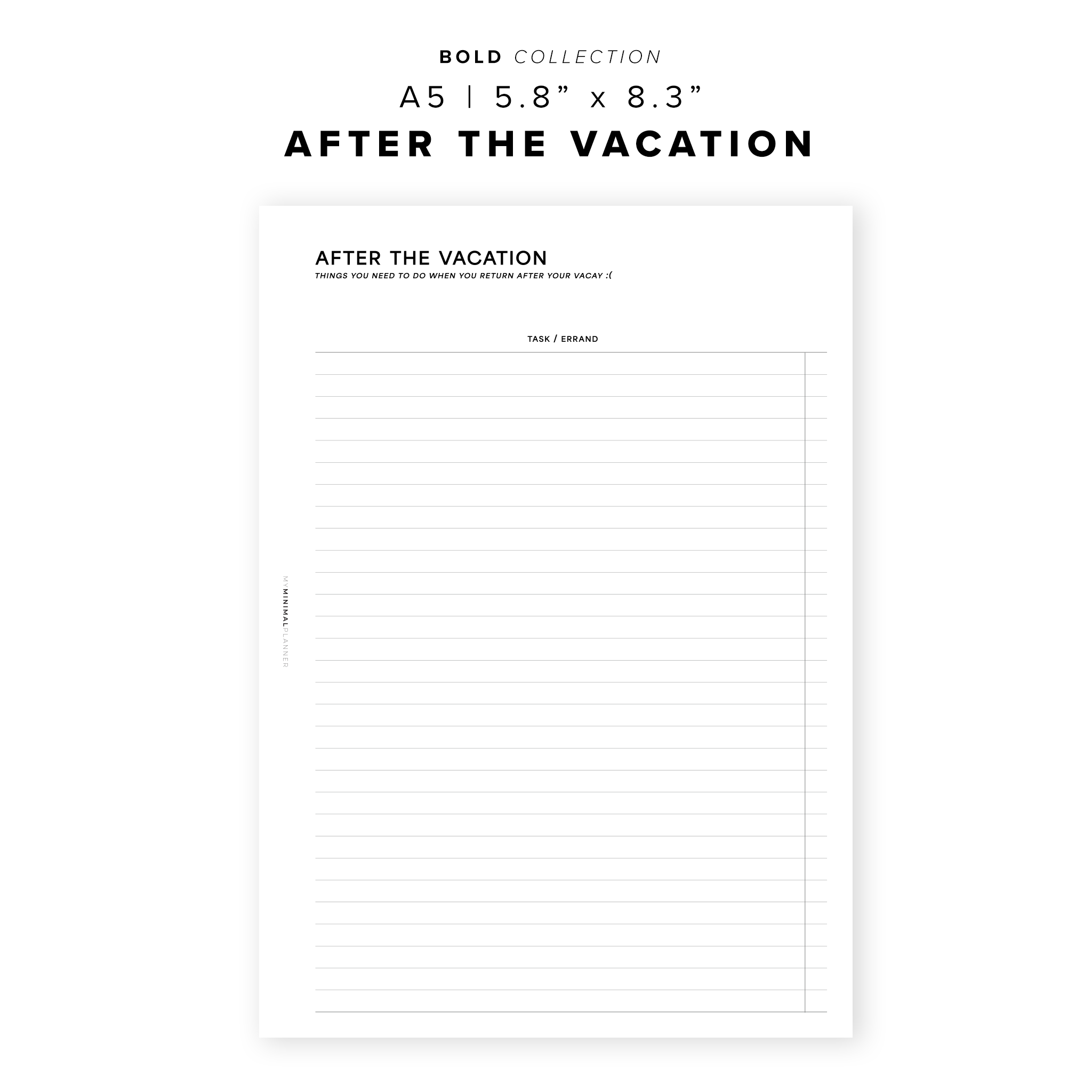 PR269 - After the Vacation - Printable Insert