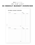 PR229 - Bi-Weekly Budget Overview - Printable Insert