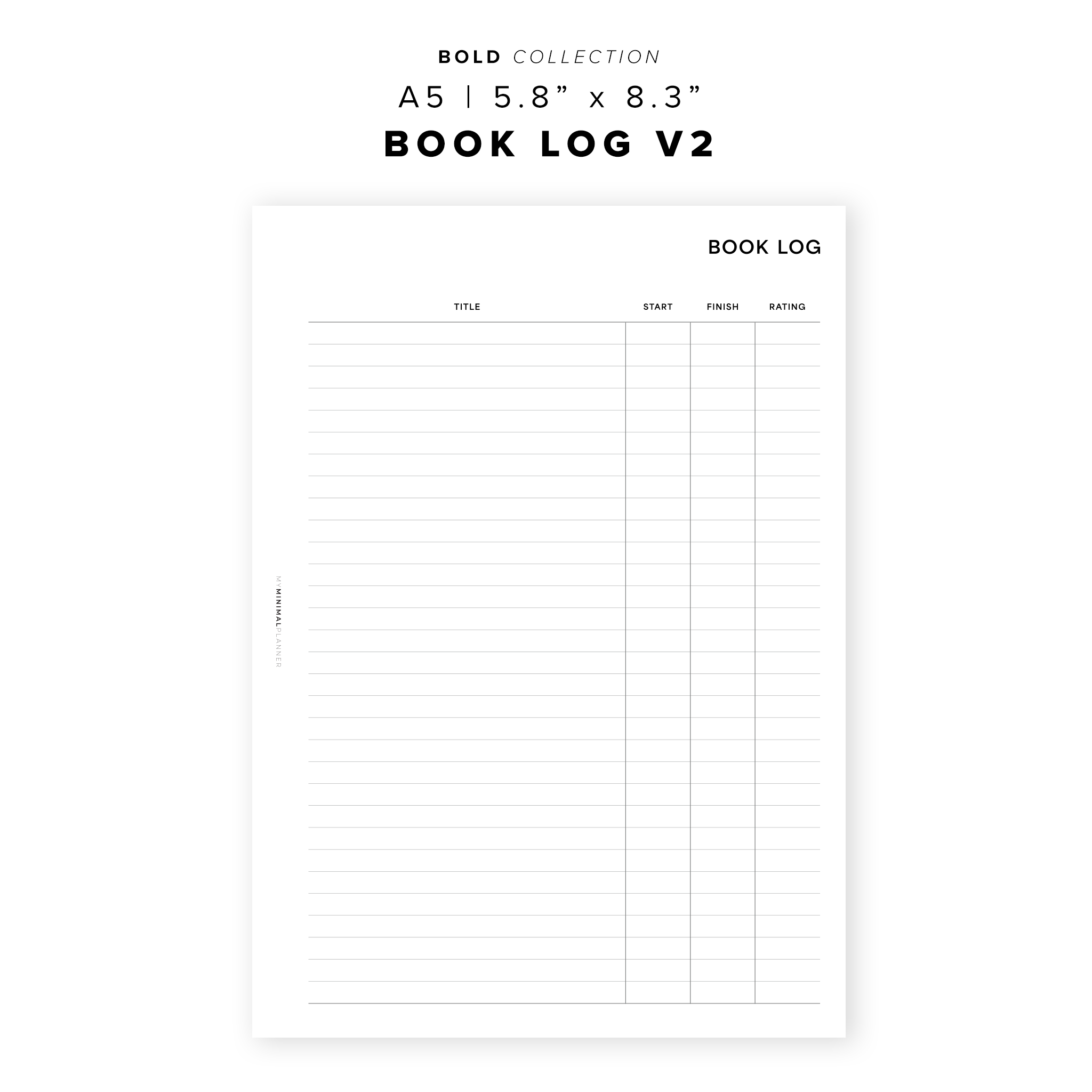 PR294 - Book Log V2 - Printable Insert