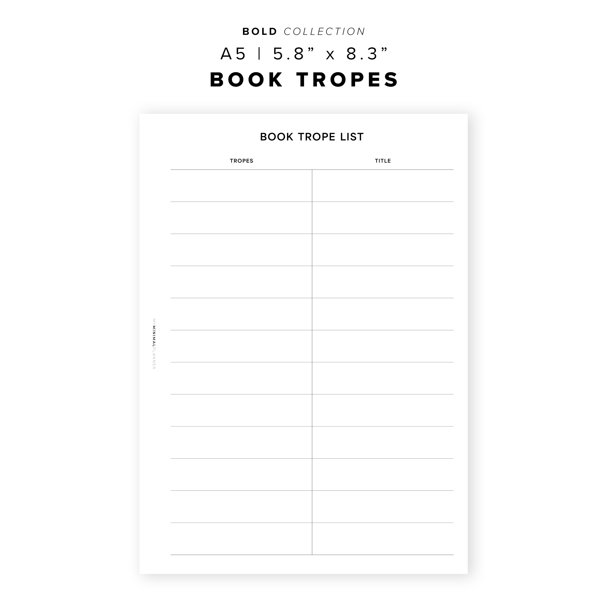 PR291 - Book Tropes - Printable Insert