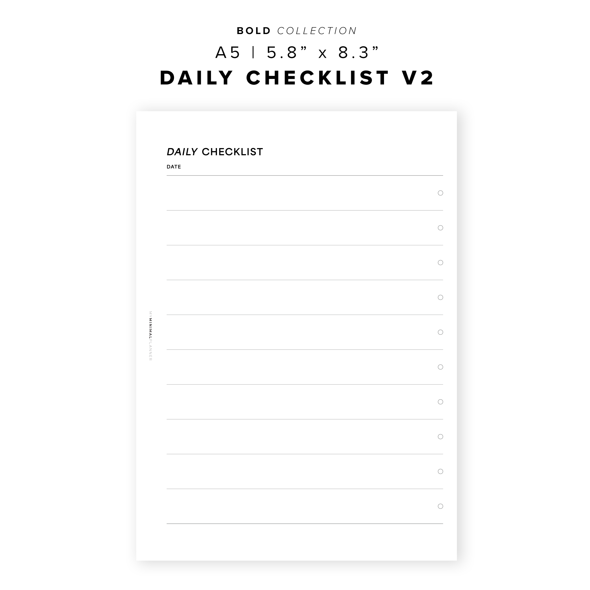 Daily Key Checklist PR326 - Daily Checklist V2 - Printable Insert – My Minimal Planner