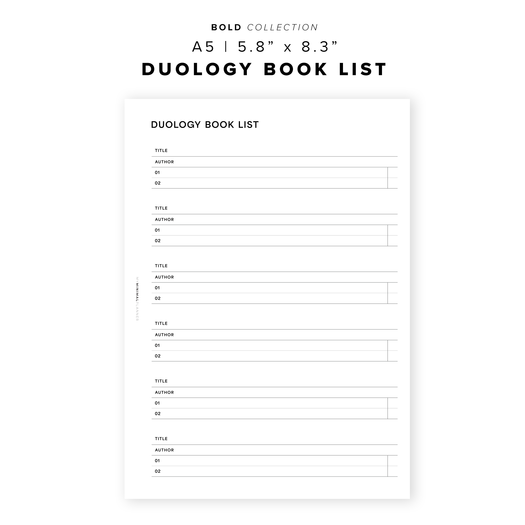 PR243 - Duology Book List - Printable Insert