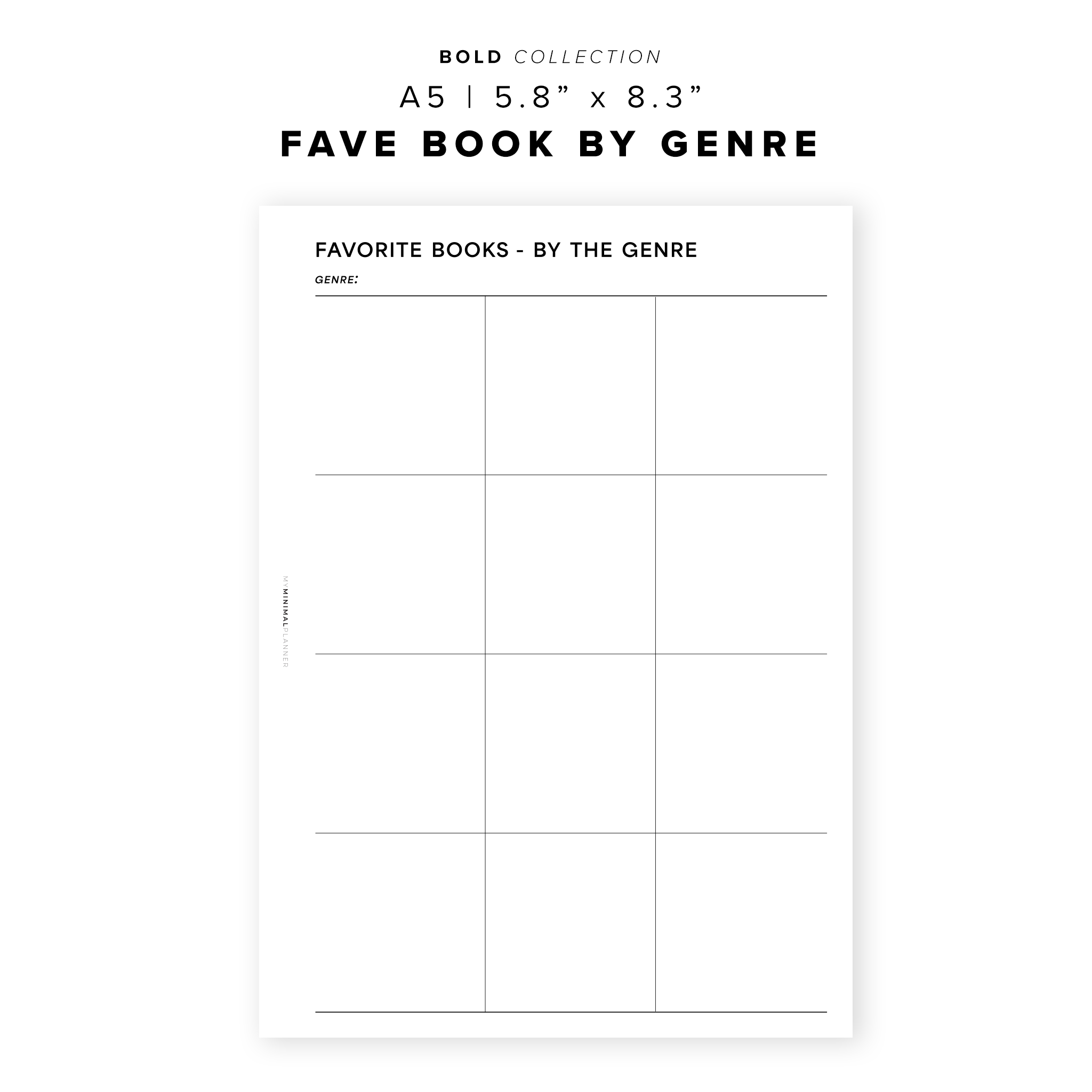 PR217 - Fave Books by Genre - Printable Insert