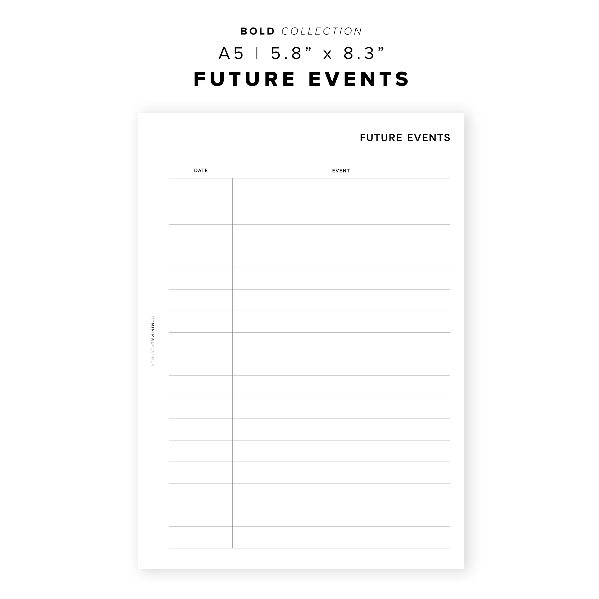 PR296 - Future Events - Printable Insert – My Minimal Planner