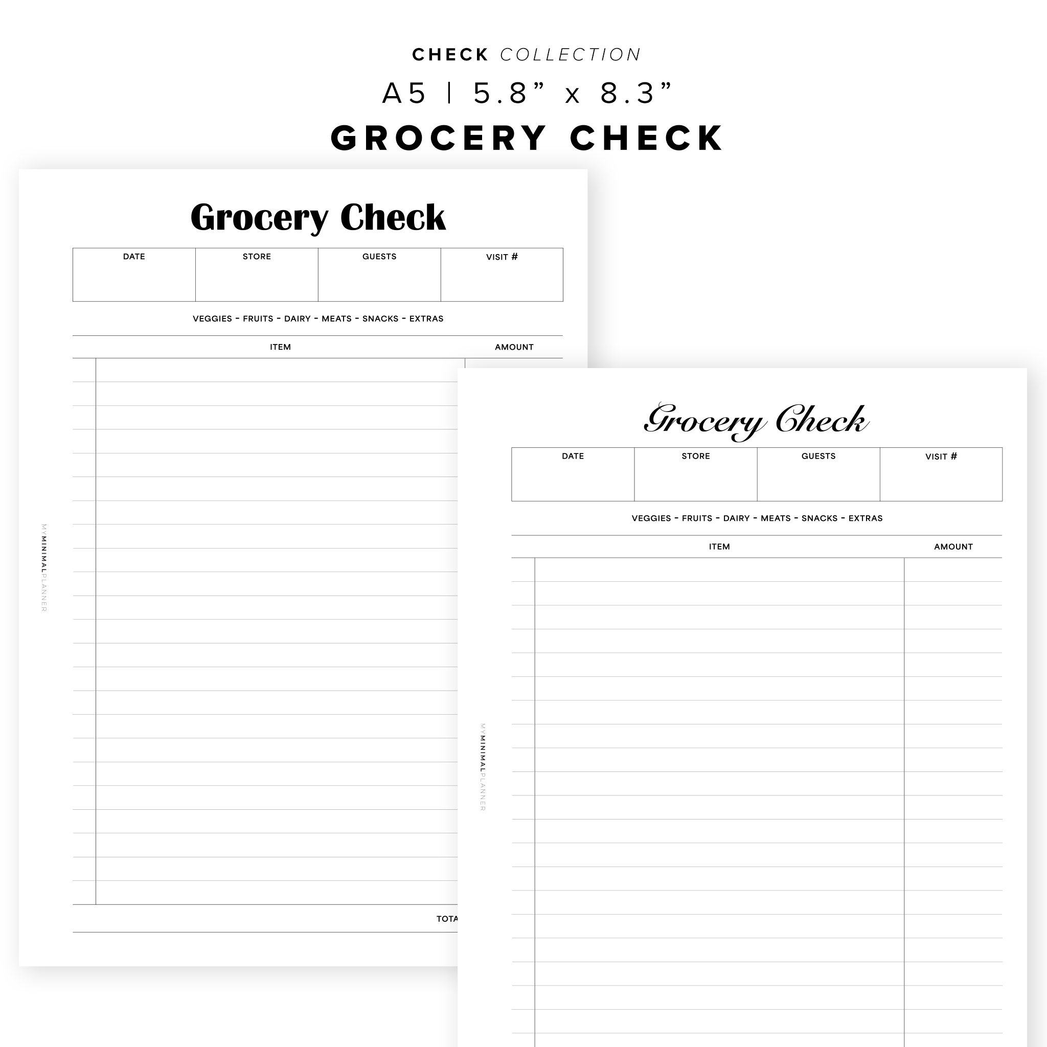 PR348 - Grocery Check - Printable Insert – My Minimal Planner