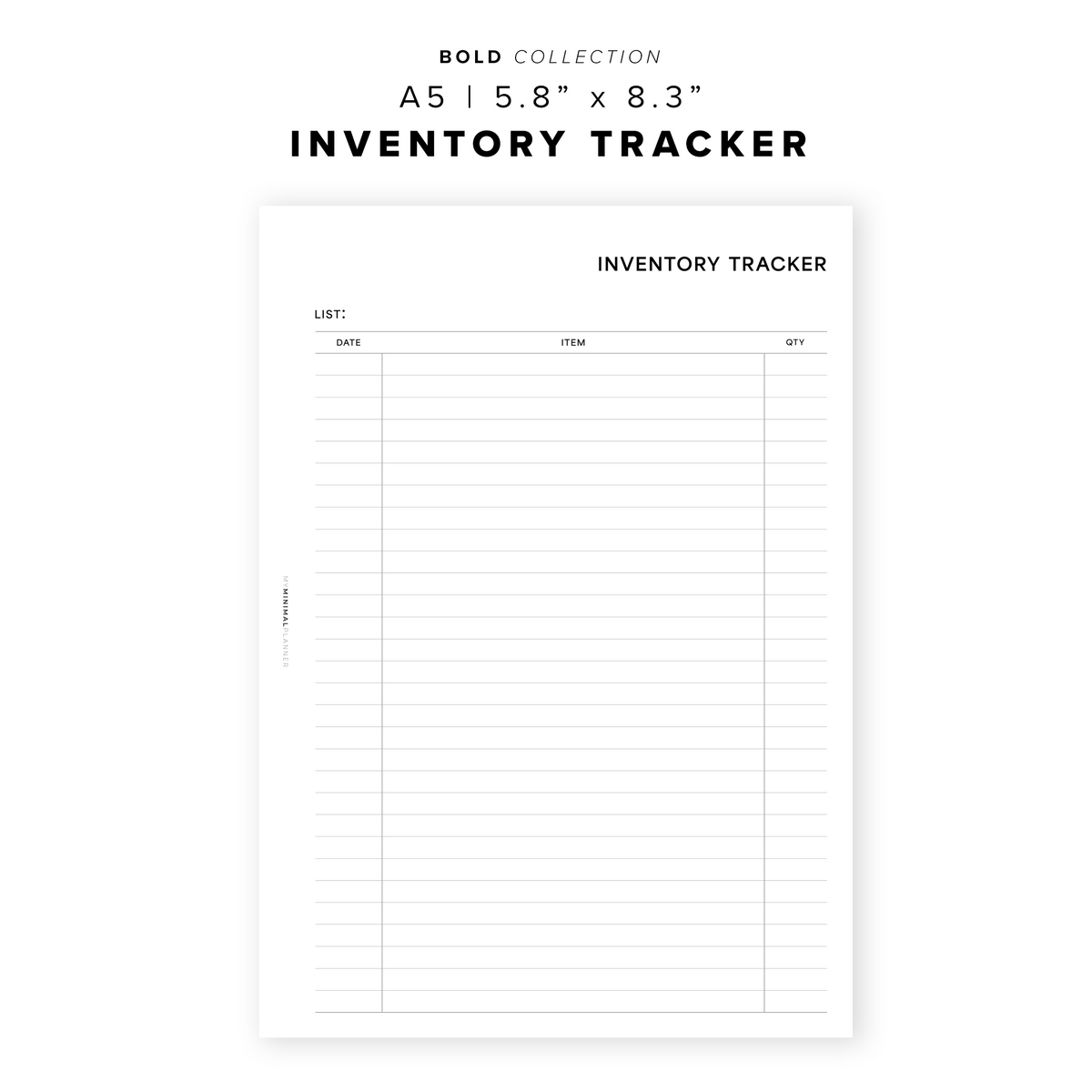 PR213 - Inventory Tracker - Printable Insert – My Minimal Planner