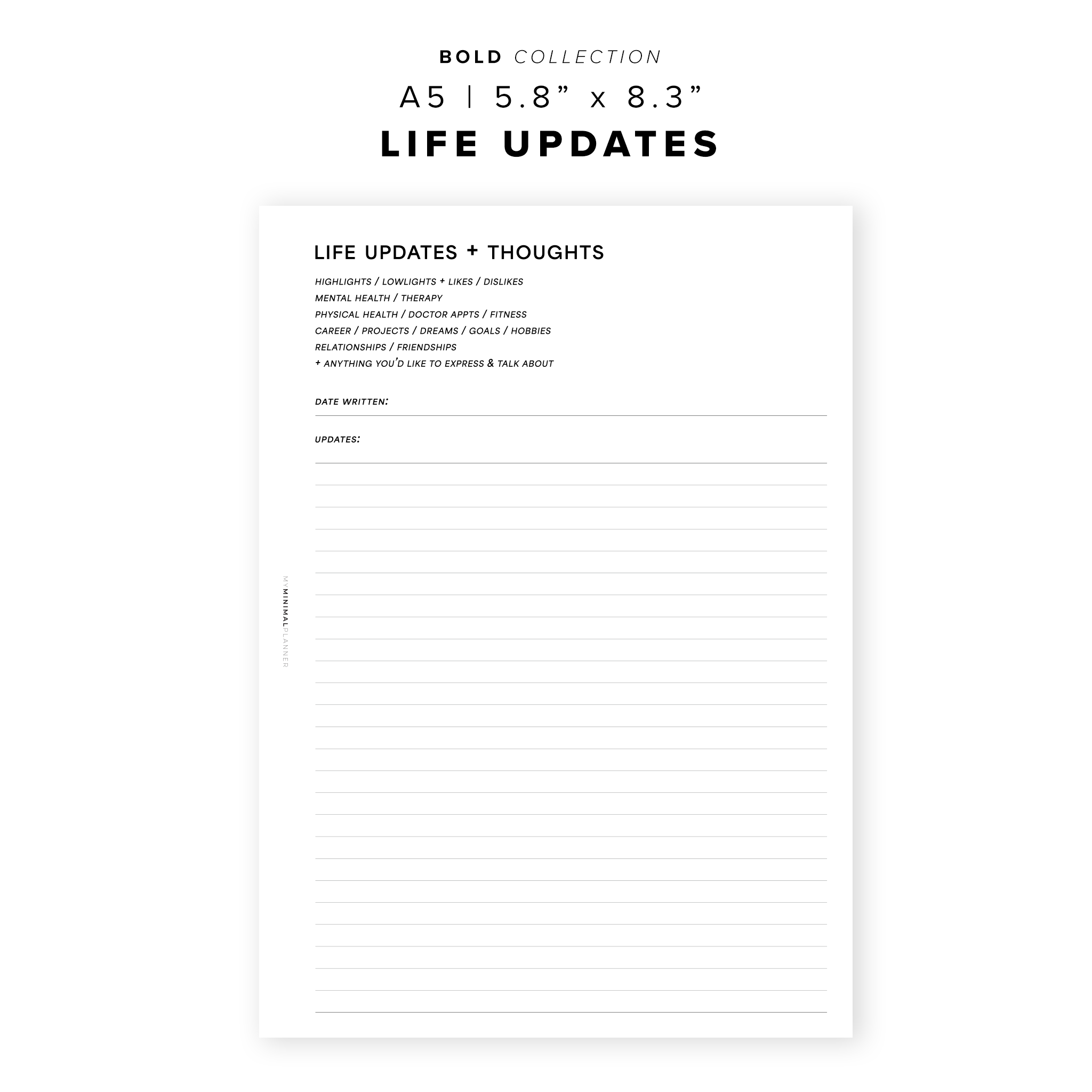 PR220 - Life Updates - Printable Insert – My Minimal Planner