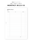 PR288 - Monthly Bills V2 - Printable Insert