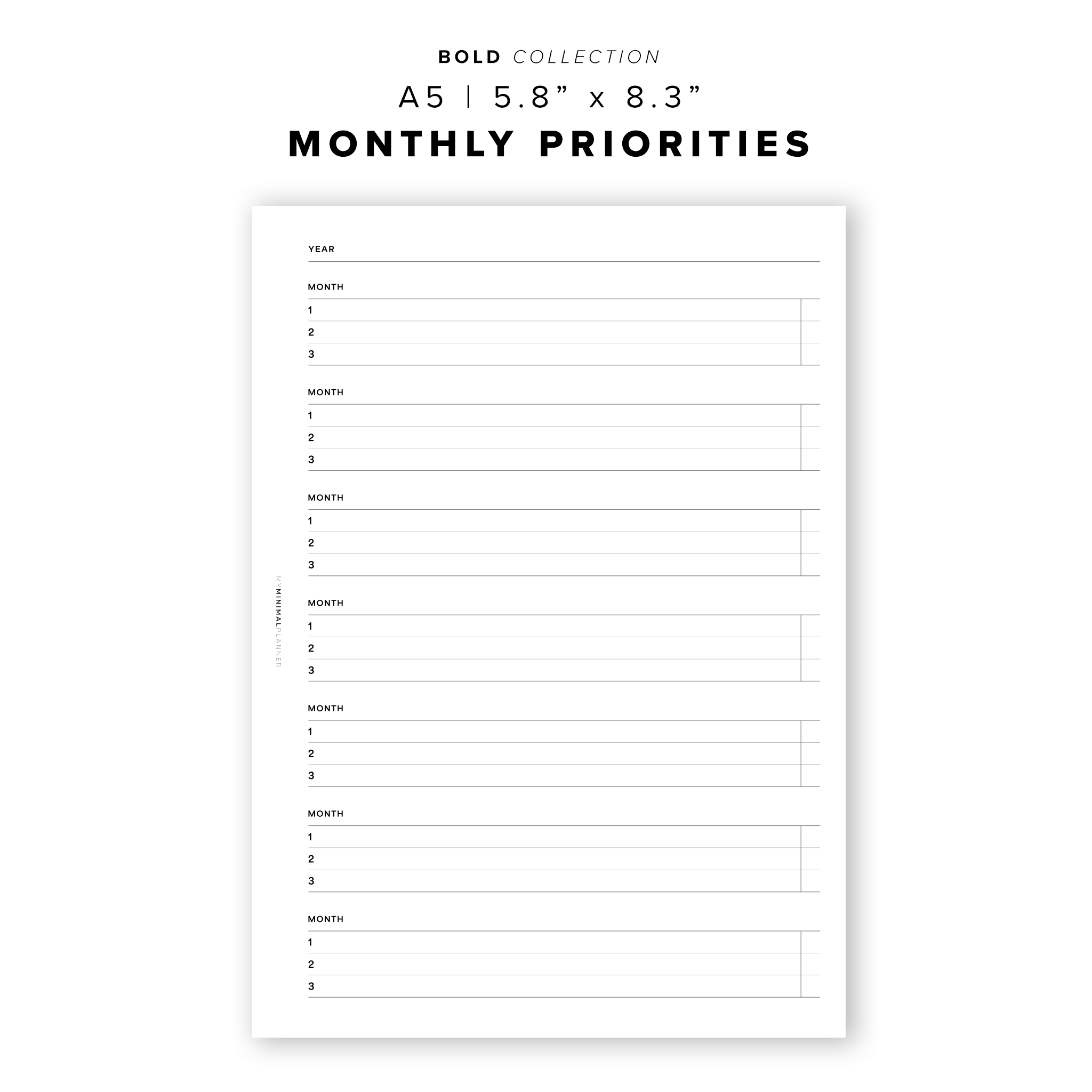 PR306 - Monthly Priorities - Printable Insert