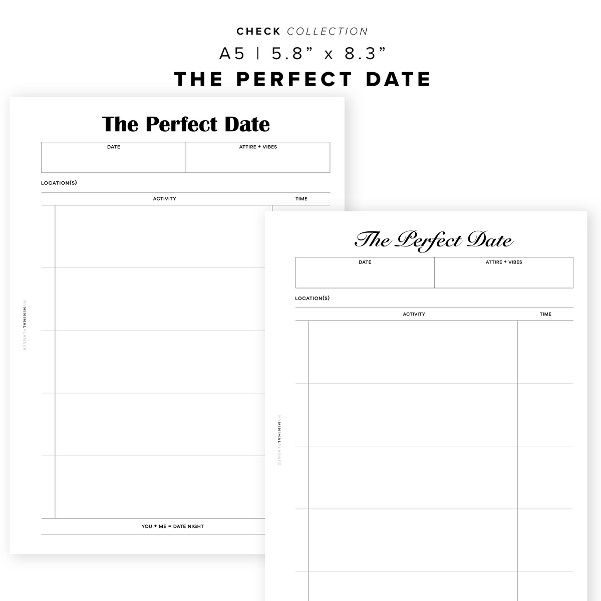 Wordperfect Date PR347 - The Perfect Date - Printable Insert – My Minimal Planner