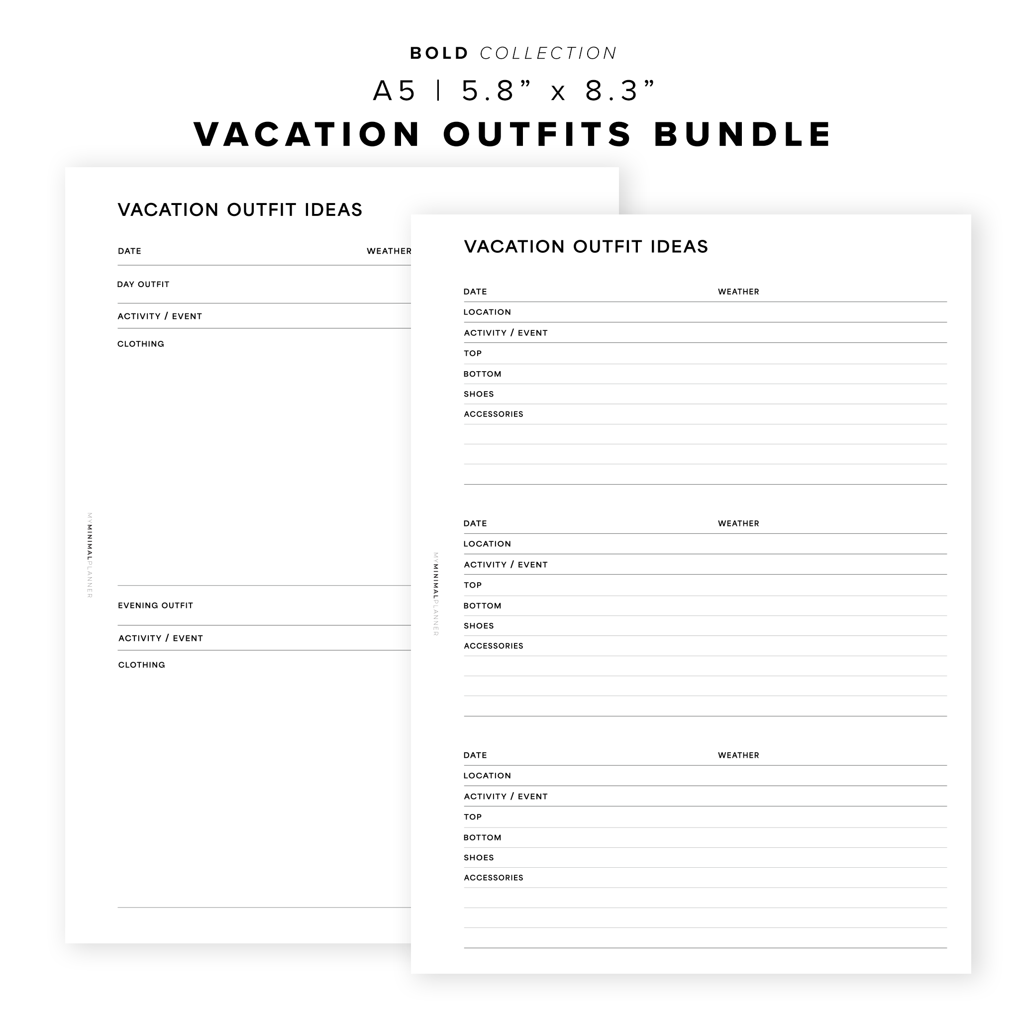 PR262 - Vacation Outfits Bundle - Printable Insert
