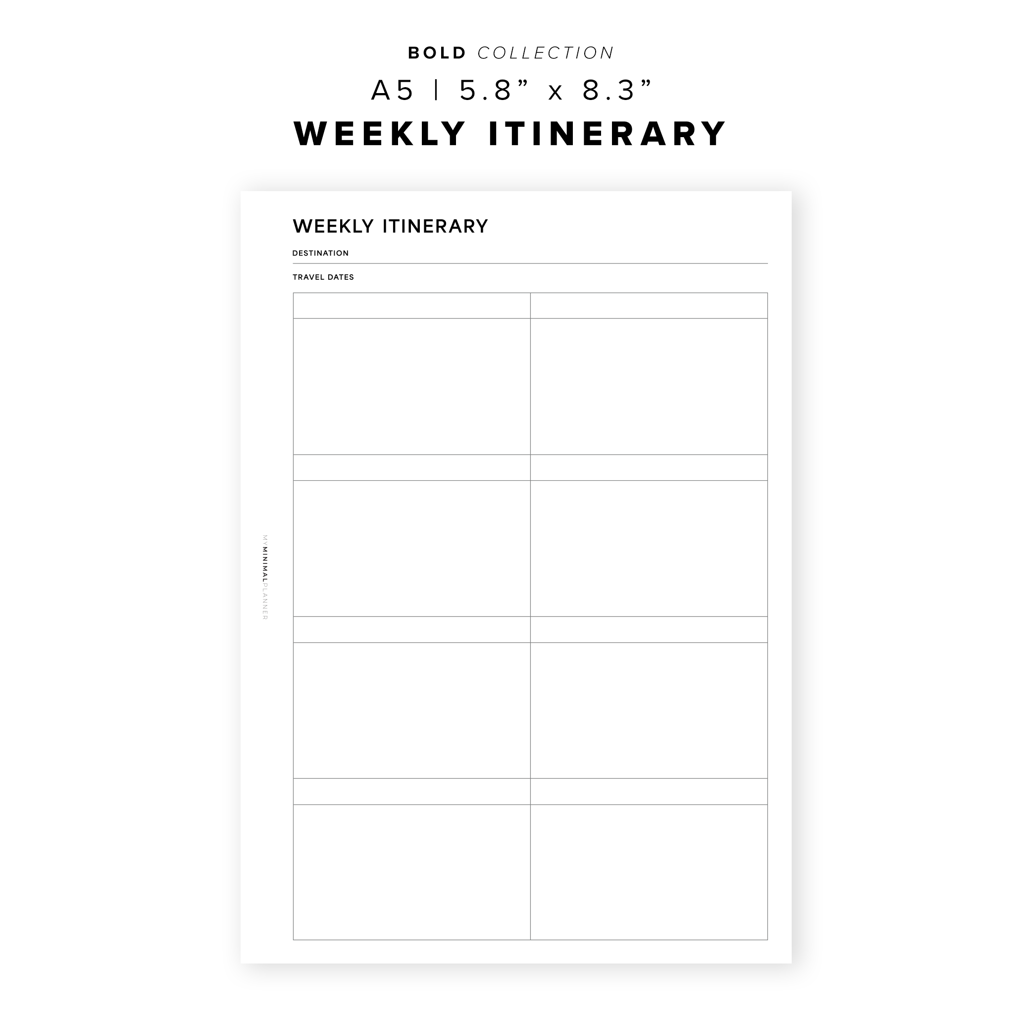 PR261 - Weekly Itinerary - Printable Insert – My Minimal Planner