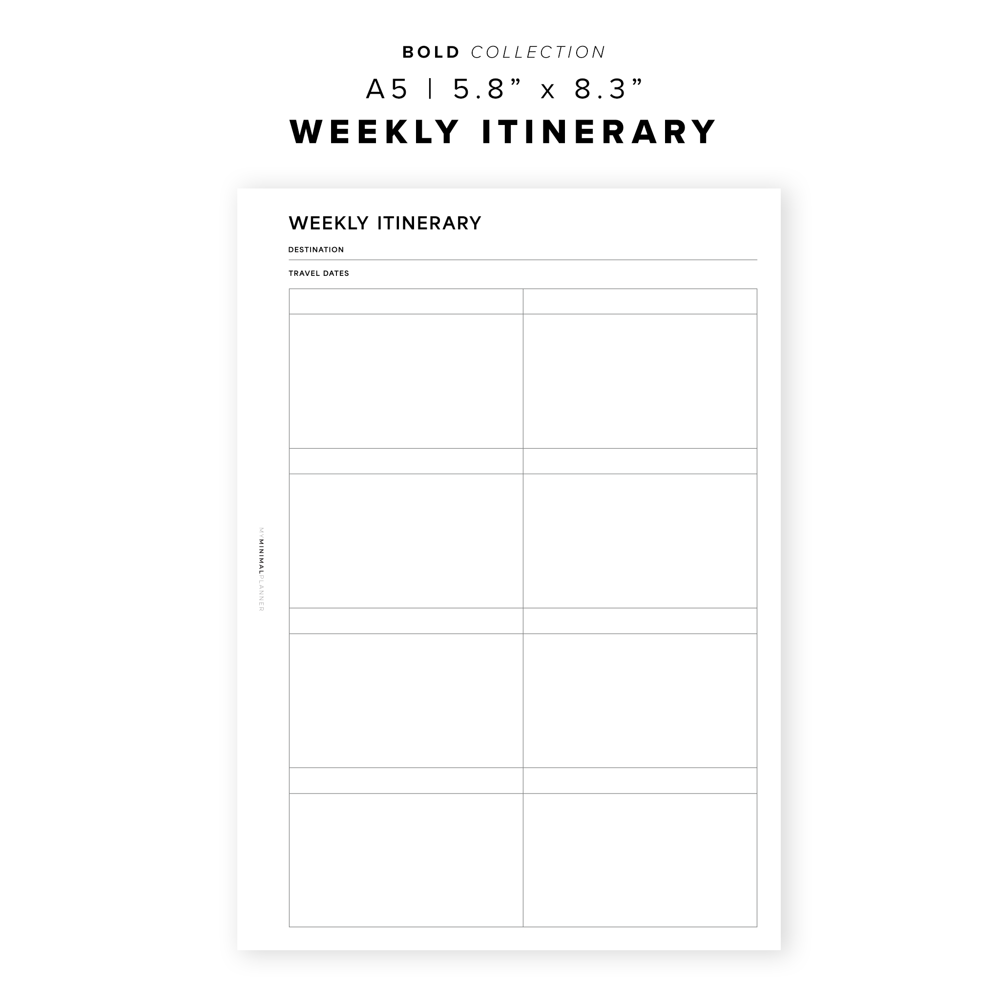 PR261 - Weekly Itinerary - Printable Insert