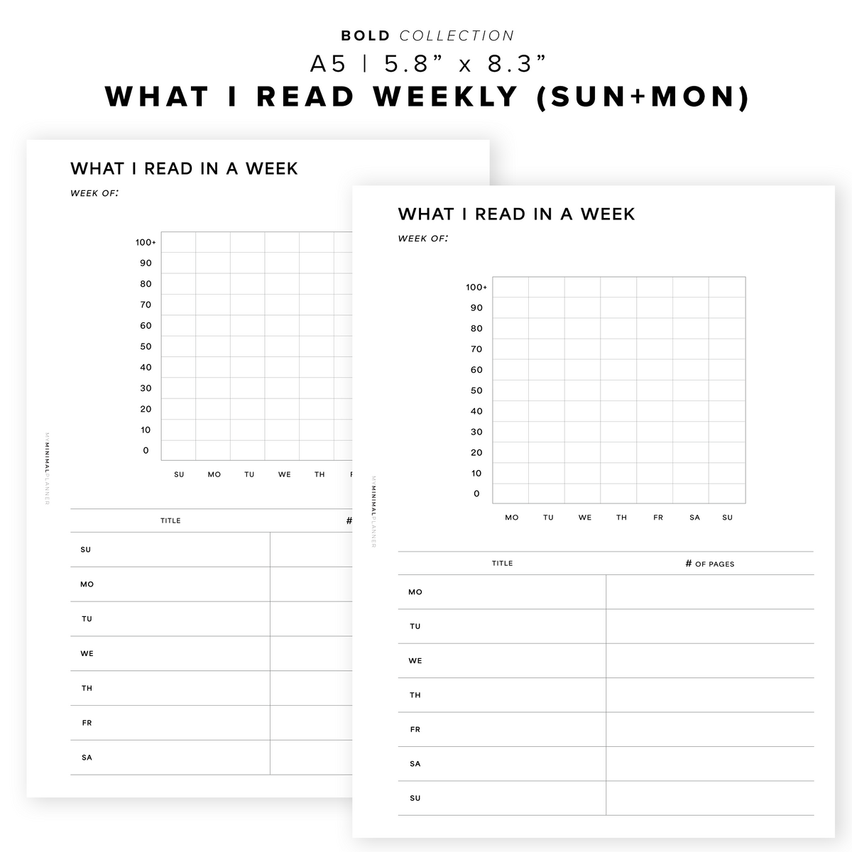PR218 - What I Read Weekly - Printable Insert – My Minimal Planner