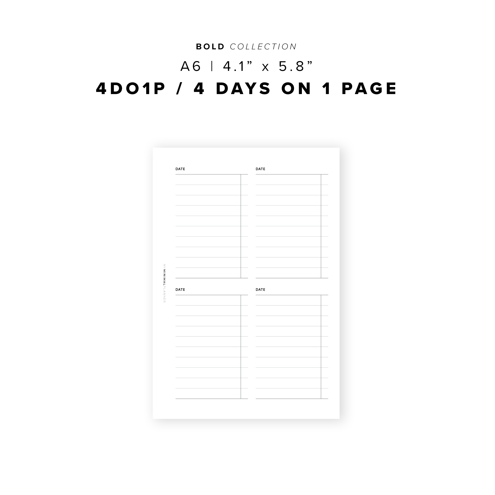 PR290 - 4DO1P / 4 days on one page - Printable Insert