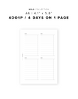 PR290 - 4DO1P / 4 days on one page - Printable Insert