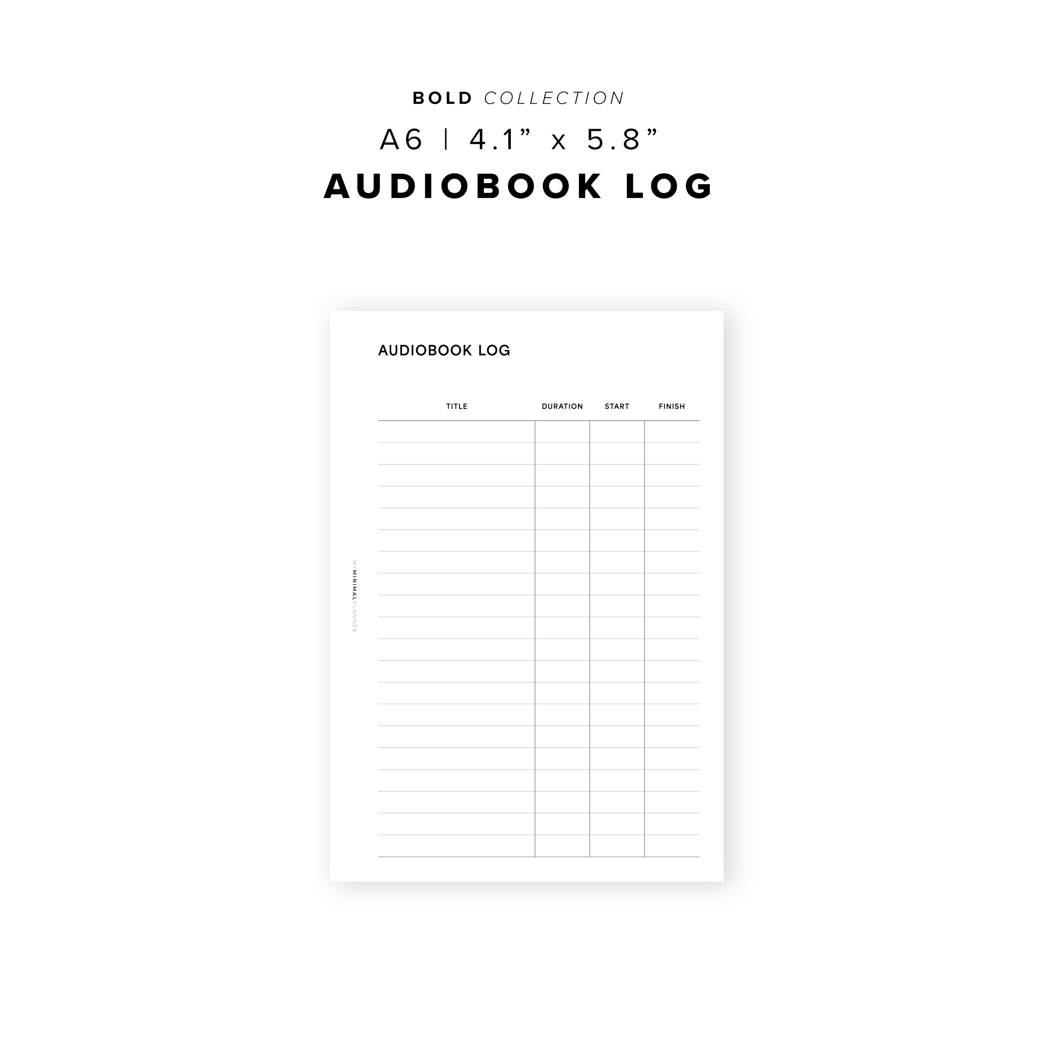 PR251 - Audiobook Log - Printable Insert