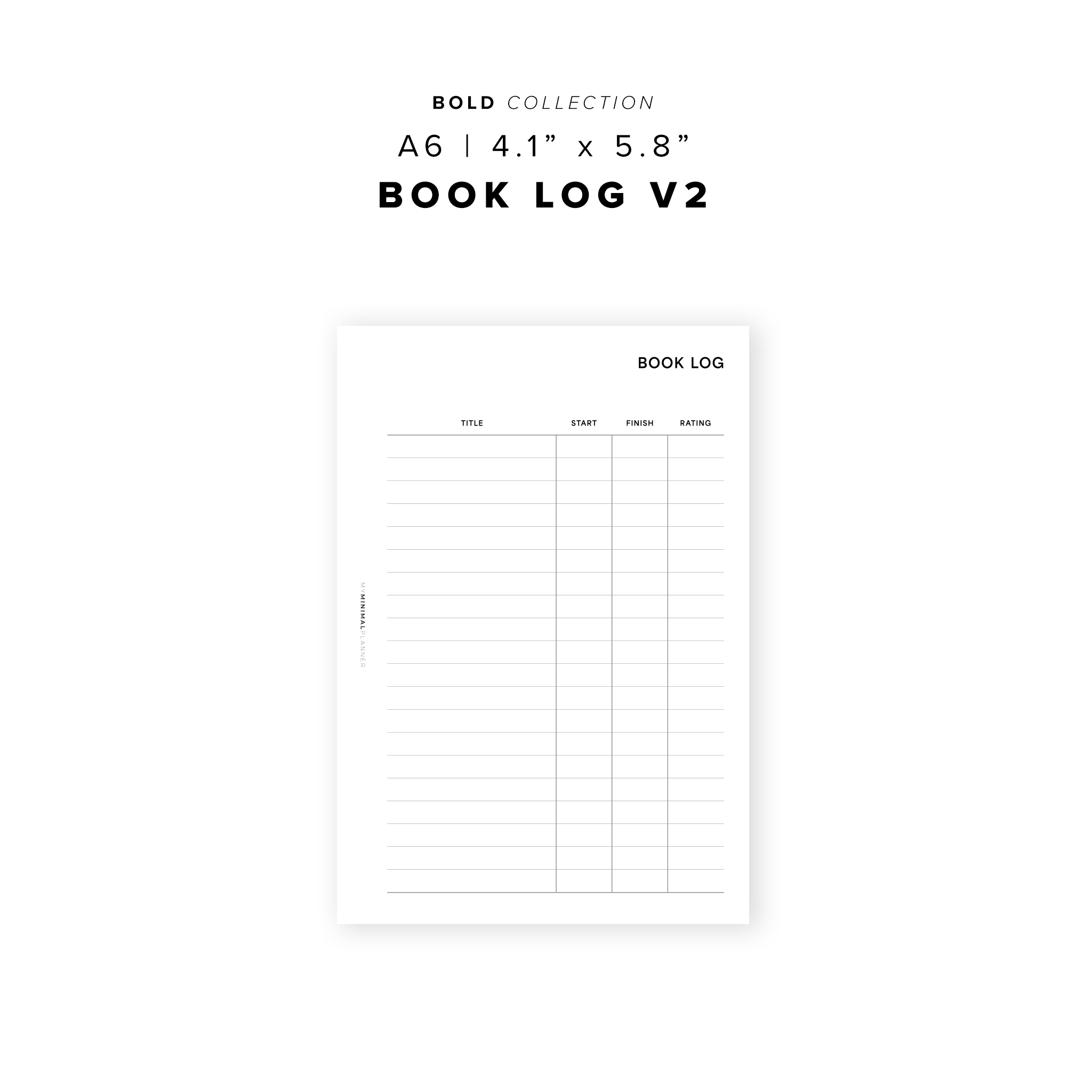 PR294 - Book Log V2 - Printable Insert