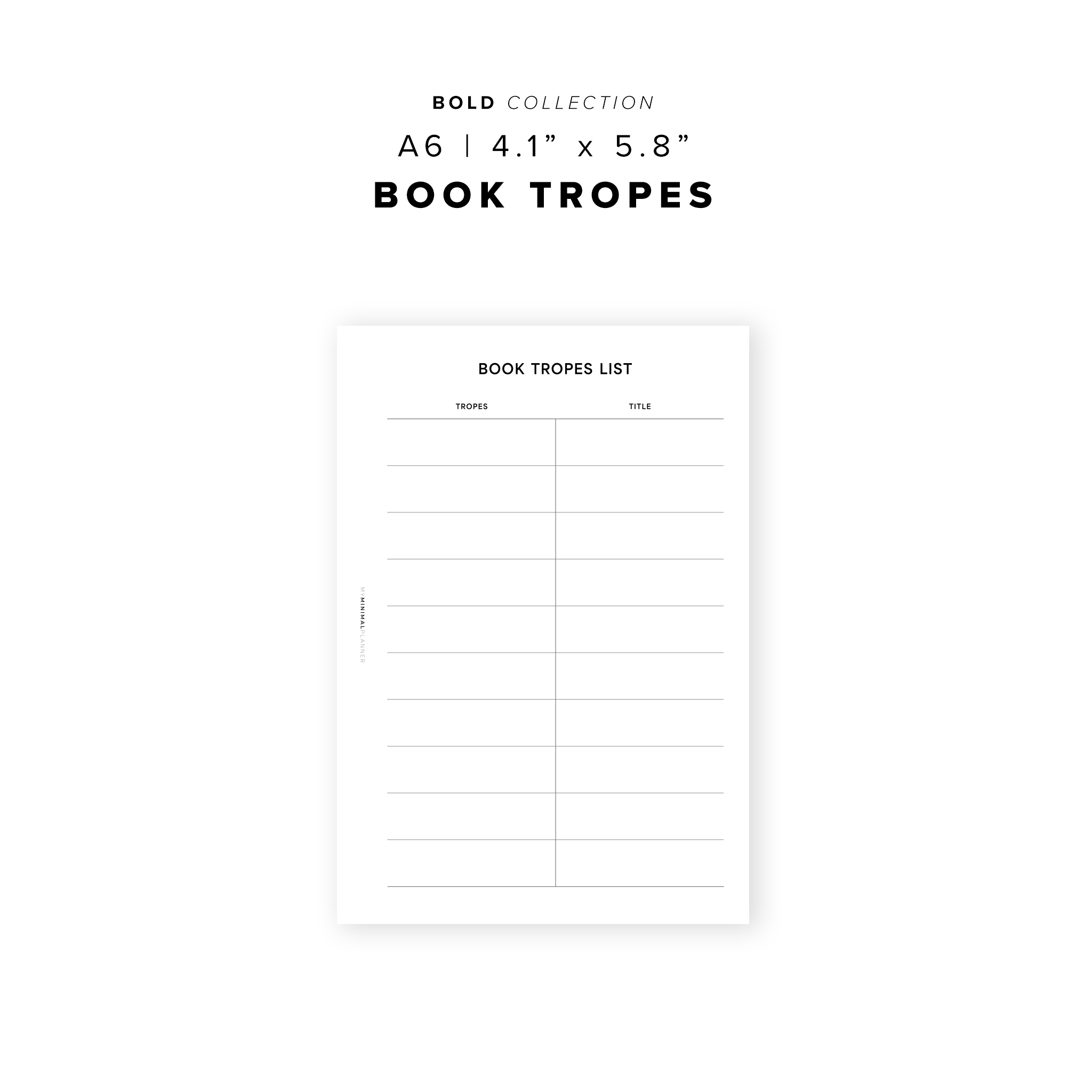 PR291 - Book Tropes - Printable Insert