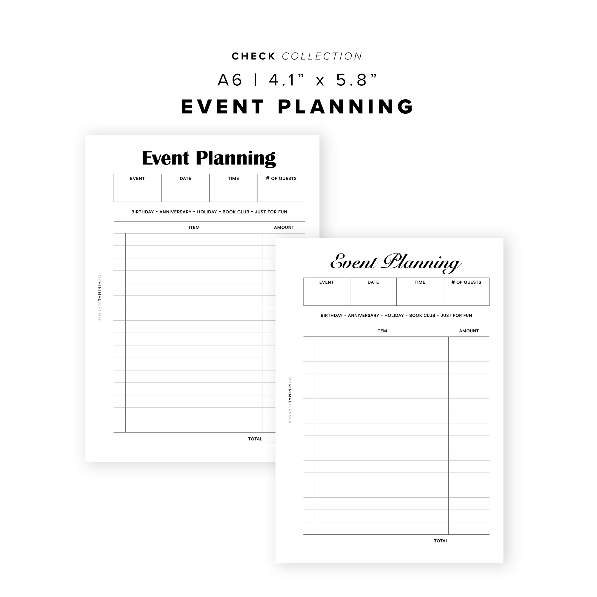 PR346 - Event Planning - Printable Insert
