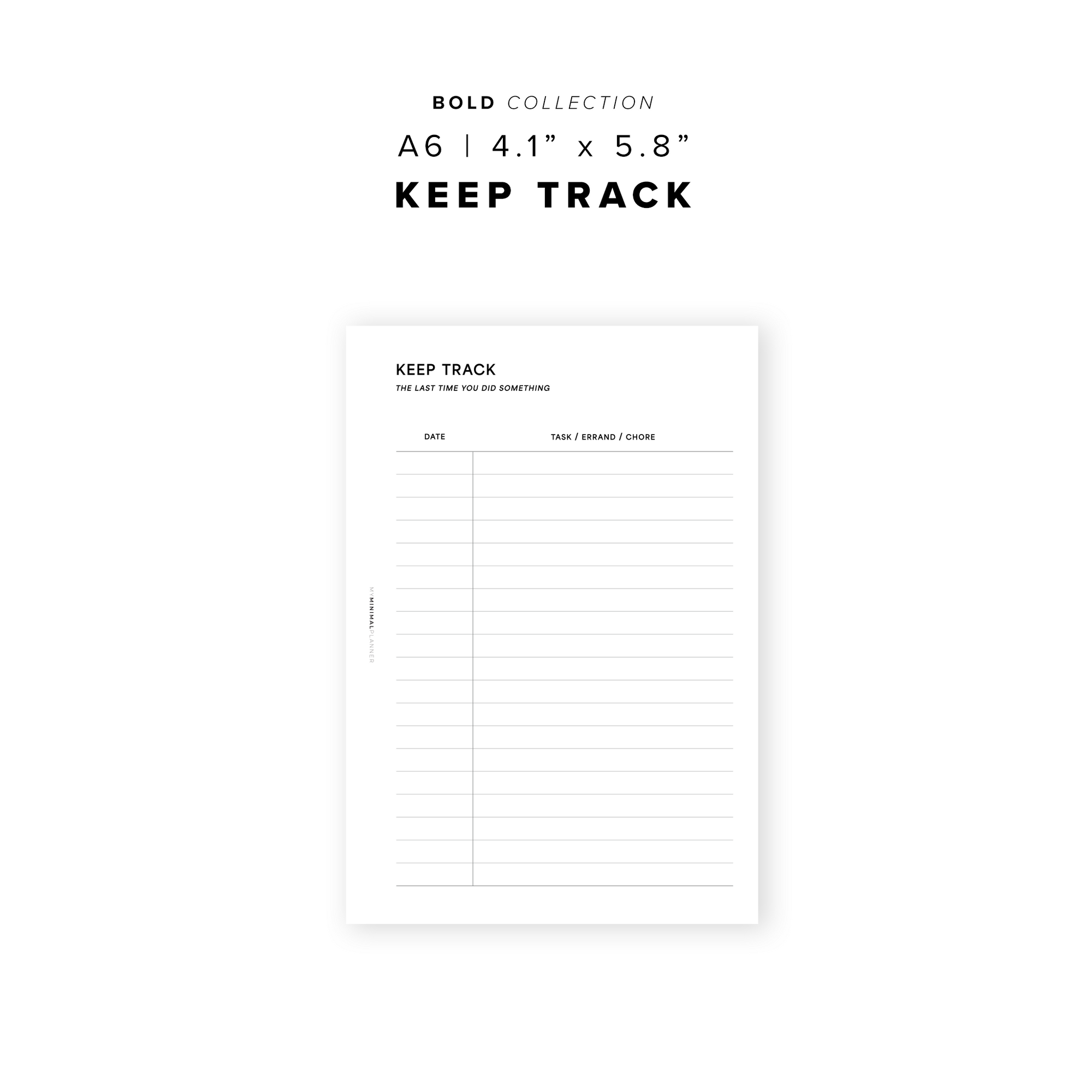 PR247 - Keep Track - Printable Insert – My Minimal Planner