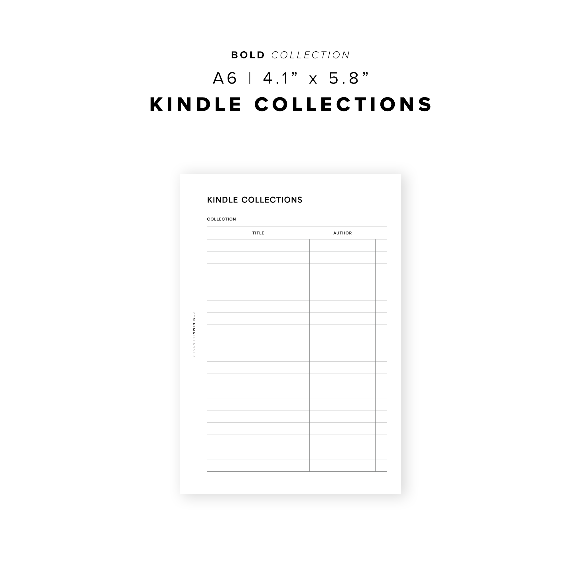 PR316 - Kindle Collections - Printable Insert