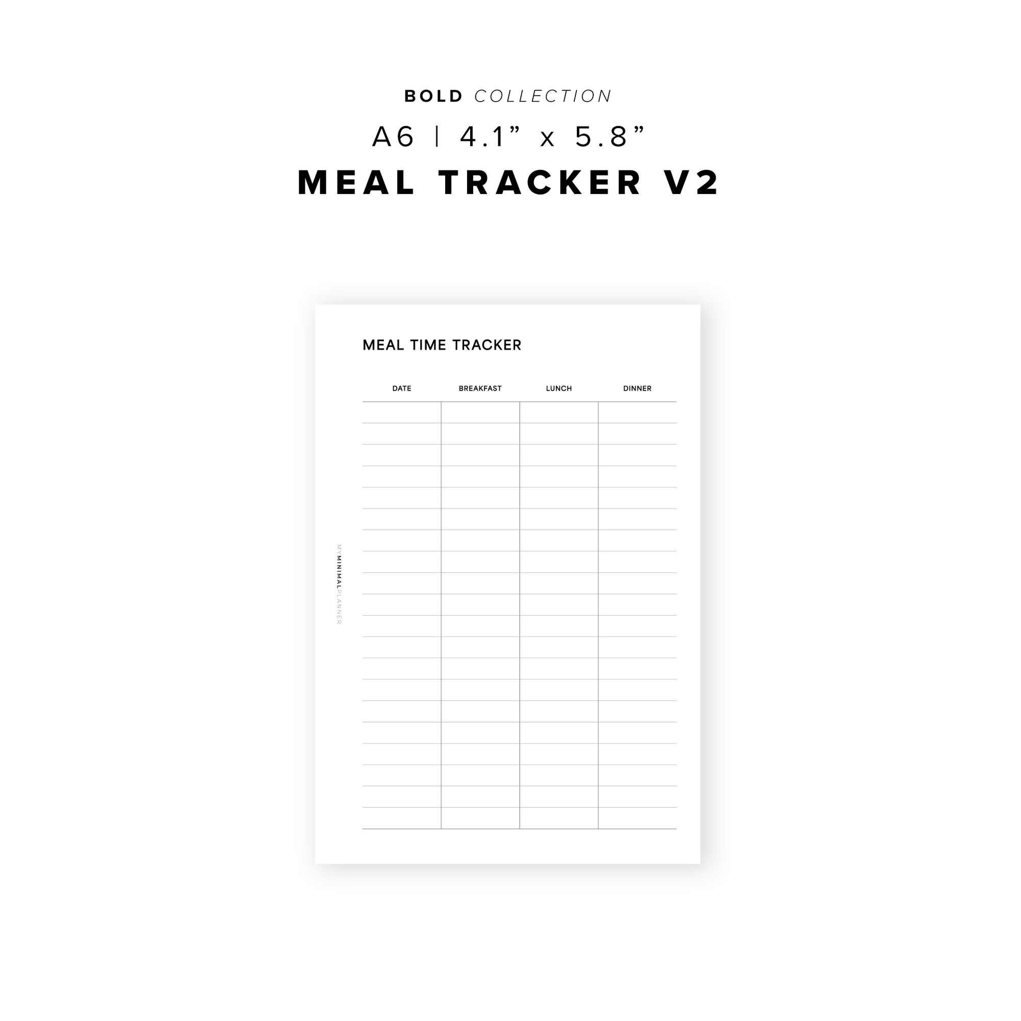 PR352 - Meal Time Tracker V2 - Printable Insert