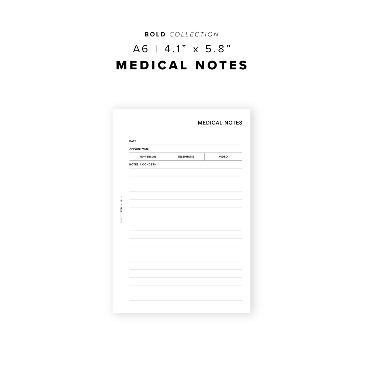 Medical Notes Nz PR338 - Medical Notes - Printable Insert – My Minimal Planner
